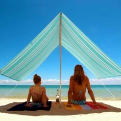 Sombrilla Beach Shade Iridescent Stripe Turquoise -Snowys Shop 0723135 sombrilla beach shade iridescent stripe turquoise