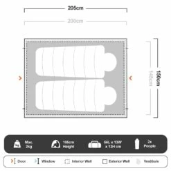 OZtrail Tasman 2P Dome Tent -Snowys Shop 1202441