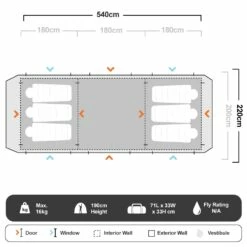 OZtrail Bungalow 9 Person Dome Tent -Snowys Shop 1214691