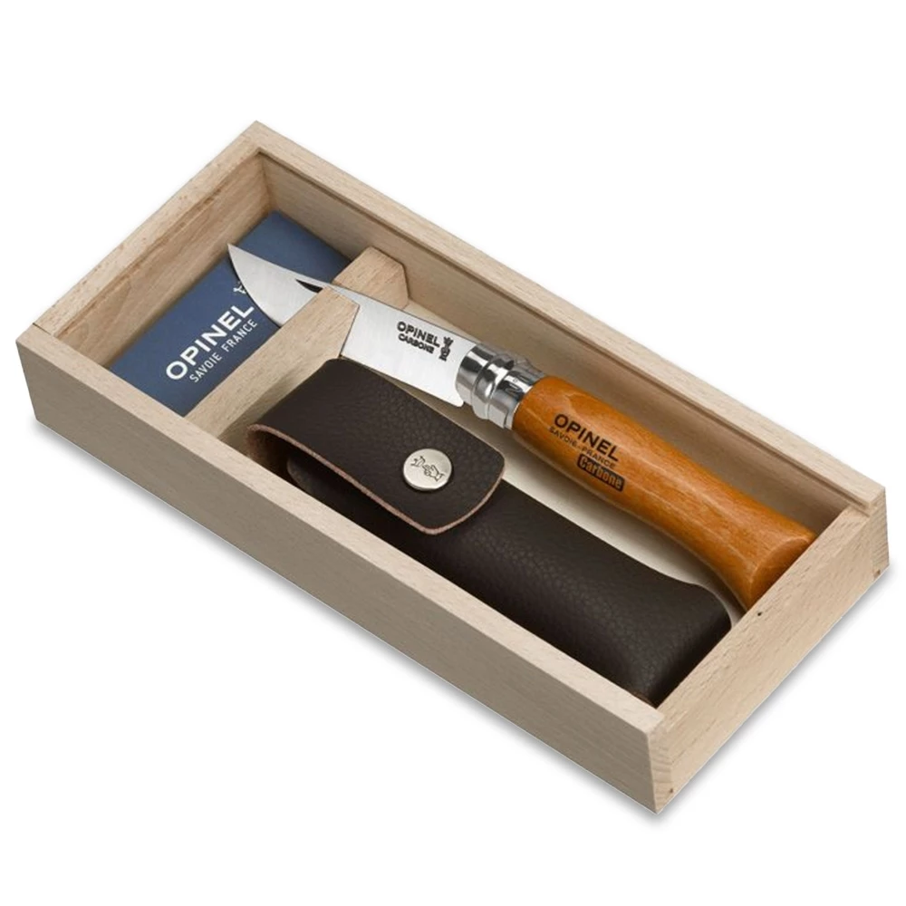 Opinel N°08 Carbon Knife + Sheath Boxed Set 3 Opinel N°08 Carbon Knife + Sheath Boxed Set