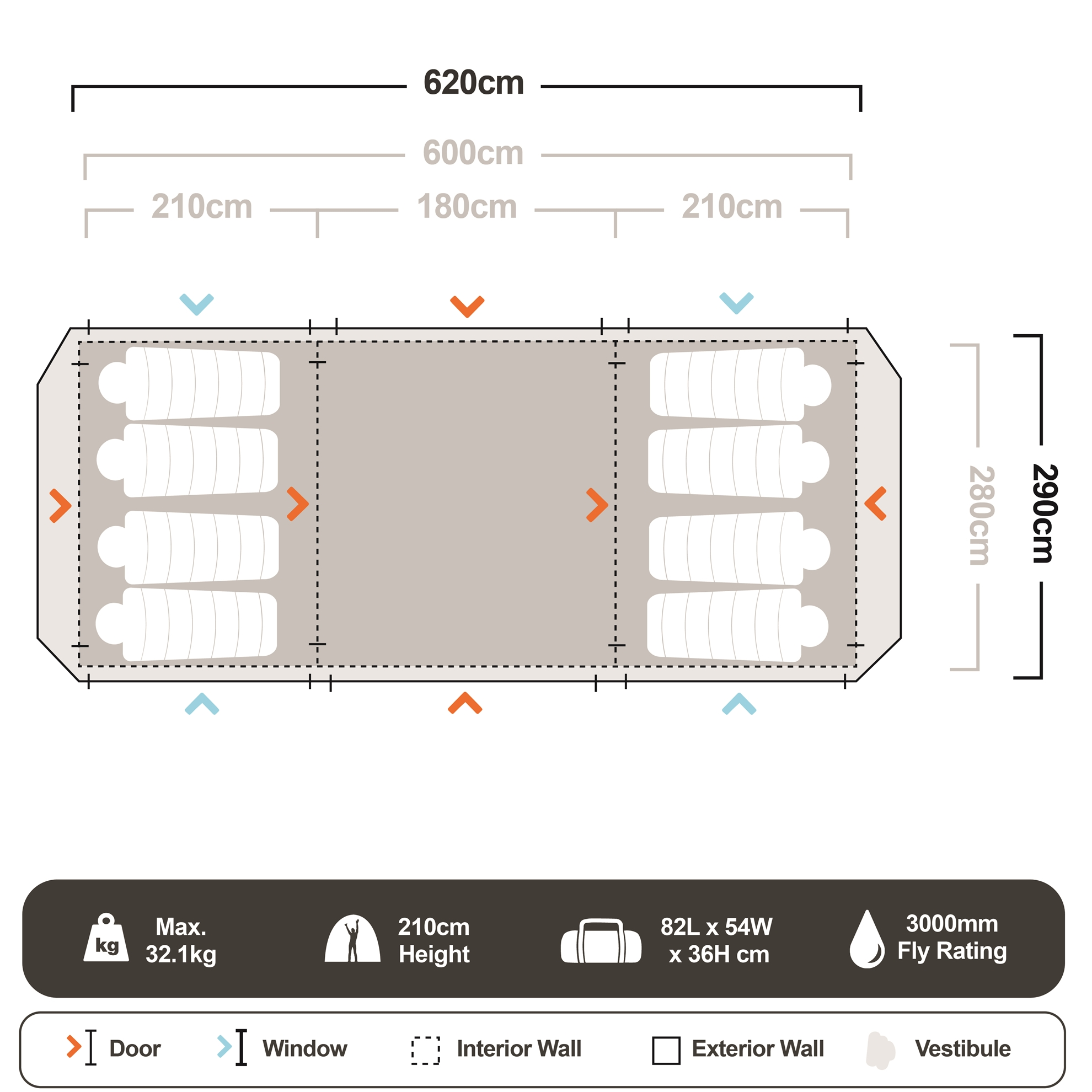 Brampton 3 Room Dome Tent 8 Brampton 3 Room Dome Tent - Image 6