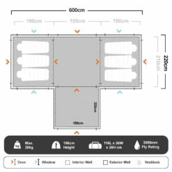 OZtrail Fast Frame Lumos Integrated Lighting 12 Person Tent -Snowys Shop 1227991