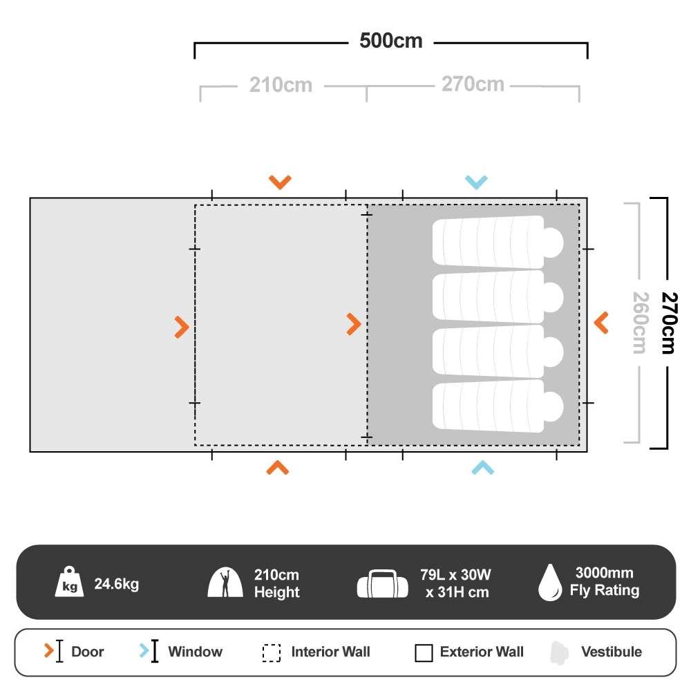 Bedarra Family 2 Room Dome Tent 7 Bedarra Family 2 Room Dome Tent - Image 5