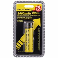 Nitecore High−Performance 18650 2600mAh Rechargeable Li−Ion Battery -Snowys Shop 1243492 high performance 18650 2600mah rechargeable li ion battery