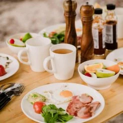 12 Pc Bamboo Dinner Set Cream -Snowys Shop 1275069 12 pc bamboo dinner set cream